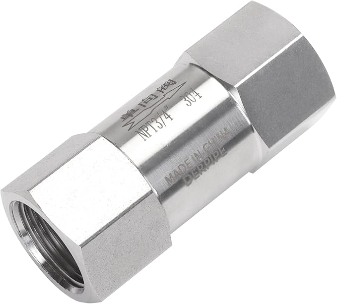 Air Check Valve - 3/4" NPT Female High Pressure Stainless Steel Hex One Way Valve For Air