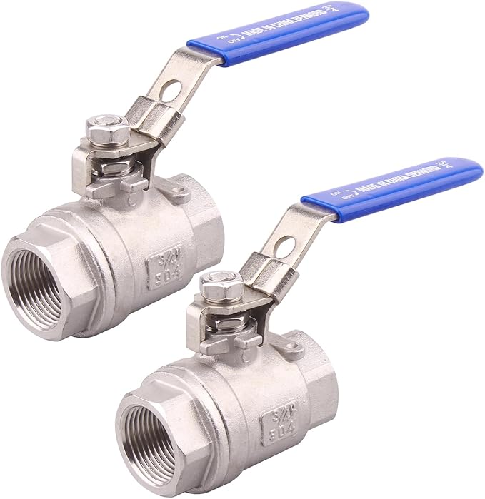 DERNORD 2 Pack Stainless Steel 304 Ball Valve, Full Port Heavy Duty for WOG with Locking Device (3/4" NPT)