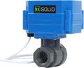 U.S. Solid 1/2" UPVC Motorized Ball Valve - Plastic Electrical Ball Valve with Standard Port, 2 Wire Auto Return, 9-24V AC/DC, Normally Closed