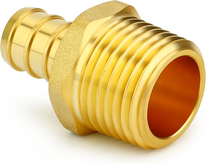 GASHER 2Pcs No Lead Brass 1/2" Pex Male Adapter, 1/2" Male NPT to 1/2" PEX Adapter for Pex Tubing