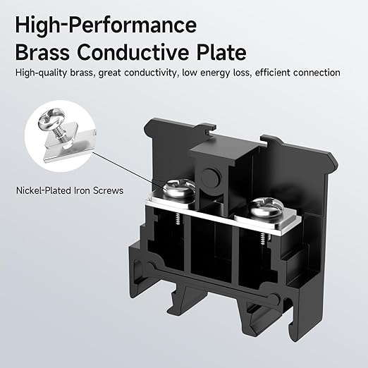 5Pcs JHY1 DIN Rail Terminal Blocks, 660V 32A, 6mm², Detachable & Assemblable Terminal Strip Blocks, 10Pcs 16-14 AWG Insulated Fork Spade Wire Connectors & 3.15 Inch DIN Rail Included