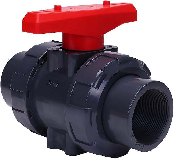 DERNORD PVC True Union Ball Valve NPT Threaded with Full Port, EPDM O-Rings, and Reversible PTFE Seats, Rated at 200 PSI (3 Inch NPT Threaded)