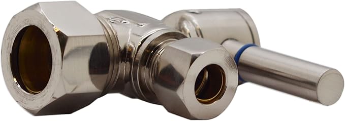 Westbrass R105BL-2-07 1/4-Turn Lever Handle Angle Stop Shut Off Valve, 5/8" OD x 3/8" OD, Satin Nickel (2-Pack)