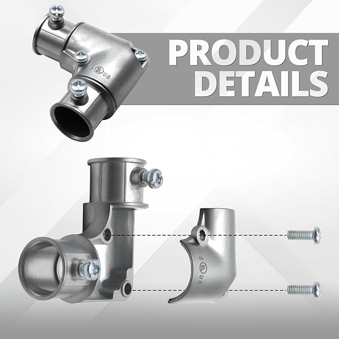 10 Pcs EMT Conduit Fittings Inside Corner Pull Elbow, EMT 90 Degree Metal Conduit Capped Corner Coupling, Combo Head Set Screw, Zinc Die Cast, Silver (3/4 Inch)