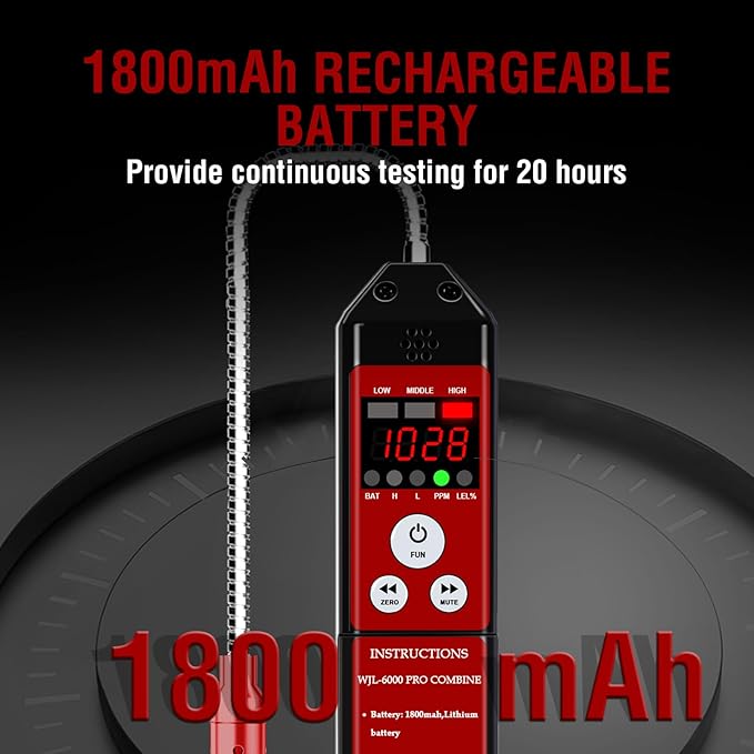 Combustible Gas & Refrigerant Leak Detector, Aprvtio WJL-6000PRO Combine Gas Tester with Loud Alarm, Measures PPM%LEL 1800mAh Rechargeable Battery for R454B R410A A2L Propane Methane
