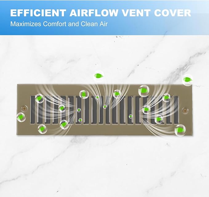PATIKIL 4" x 10" Duct Opening Vent Cover, 2 Pcs Toe Kick Vent Cover HVAC Toe Space Register Grille Return Air Grilles for Home Ceiling Wall Floor, Brown-Outer Size: 5.4" x 11.4"