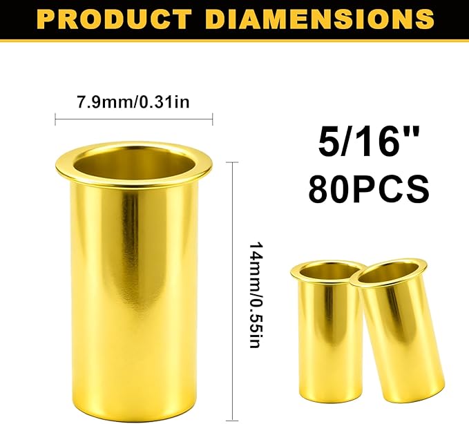 Siptenk 80PCS Brass Compression Tube Inserts for OD 5/16", Insert Tube Support Compression Sleeve Fitting, Sleeve Ferrules for Oil Water Air Pipe