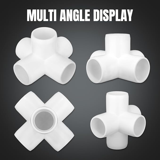 20-Pack 1/2 inch 5 Way PVC Fitting Elbow Furniture Grade Pipe Connector for DIY PVC Shelf Greenhouse Support Structure Frame