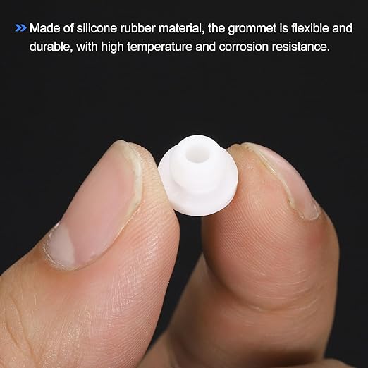 MECCANIXITY 20Pcs Snap Silicone Rubber Grommet Plug Mount Dia 6mm ID 3.5mm Narrow Groove Width 2mm Seal Anti-Scratch Sleeves for Electrical Box Cable Pipes White