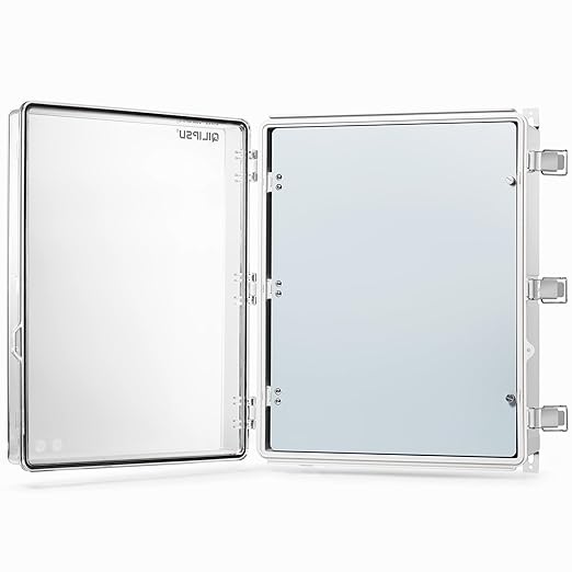 QILIPSU Waterproof Junction Box IP67 Outdoor Plastic Electrical Project Enclosure Weatherproof with Inner Door, Mounting Plate, Wall Brackets, Hinged Clear Cover 20"x16.1"x7.9" CC-D