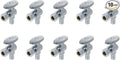 XFITTING 10 Pieces 3/8" Od Compression x 1/2" Pex Angle Stop Valve- Brass With Metal handle 24-3-2 (10 Packs)