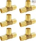 Hooshing 9PCS 3/4 Inch PEX Tee Fitting Solid Brass Barb Crimp Fittings for PEX Pipe Hose