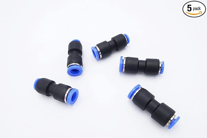 Push to Connect Fitting 8mm Tube OD x 4mm Tube OD Reducer, Pneumatic Air Water Straight Union Two Way Connector/Coupler (Pack of 5)