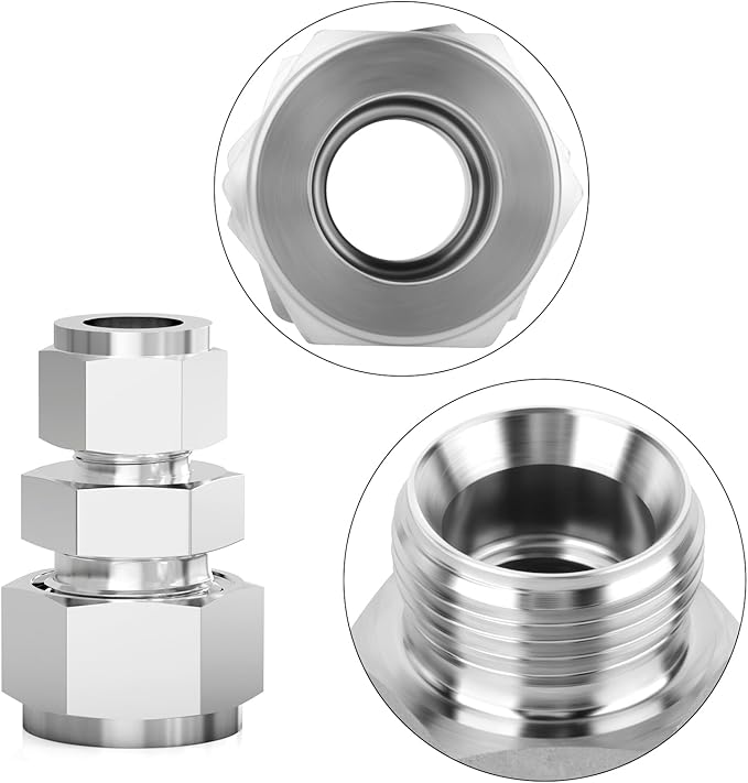 TAISHER 1PCS 304 Stainless Steel Compression Tube Pipe Fitting Connector, 3/4" Tube OD x 1/2" Tube OD Straight Adapter