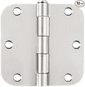 Probrico Interior Door Hinges Brushed Nickel, 3.5 X 3.5 Inch Door Hinges Rounded 5/8" Radius Corners, Nickel Hinges for Door Hardware, 12 Pack