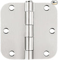 Probrico Interior Door Hinges Brushed Nickel, 3.5 X 3.5 Inch Door Hinges Rounded 5/8" Radius Corners, Nickel Hinges for Door Hardware, 30 Pack