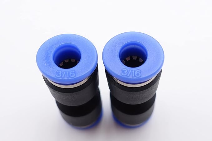 Push to Connect Fitting 3/16" Tube OD, Pneumatic Air Water Straight Union Two Way Connector/Coupler (Pack of 5)