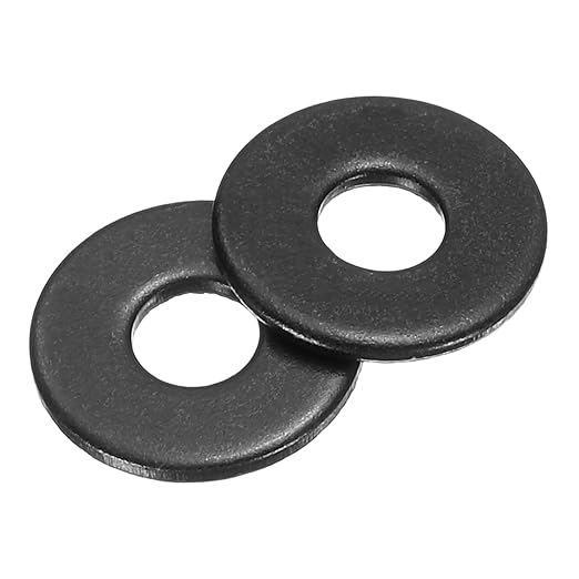 uxcell 200Pcs M4 Fender Washers, Carbon Steel Flat Washer 12mm OD, 1mm Thickness, Metal Gasket for Screws and Bolts, Black Oxide