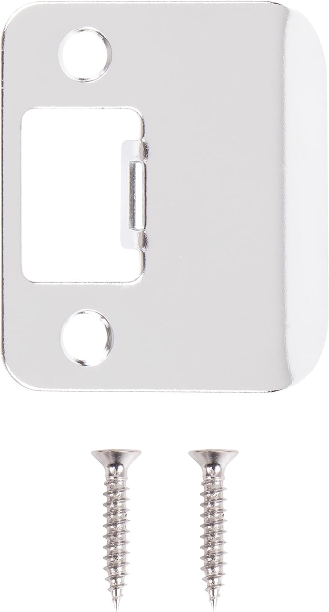 Round Corner Extended Lip Strike Plate, 2-1/4" x 1-1/2", (2" Overall Length), Polished Chrome by Stone Harbor Hardware