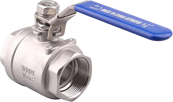 DERNORD 2 Pack Stainless Steel 304 Ball Valve, Full Port Heavy Duty for WOG with Locking Device (1-1/2" NPT)