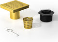Square Shower Drain 4", 304 Stainless Steel Floor Drain w/Hair Strainer, Grid Shower Drain w/CUPC Certified (Brushed Gold, 4 Inch)