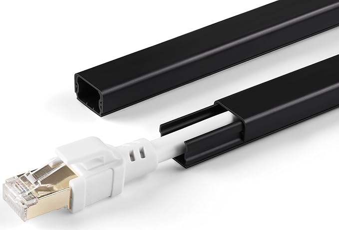 ZhiYo Mini Cord Hider - 170in PVC Self-Adhesive Cord Cover for TV, Extension Cord & USB Wires - Black Wall Cable Hider for Wall Mounted TV - Seamless Connection