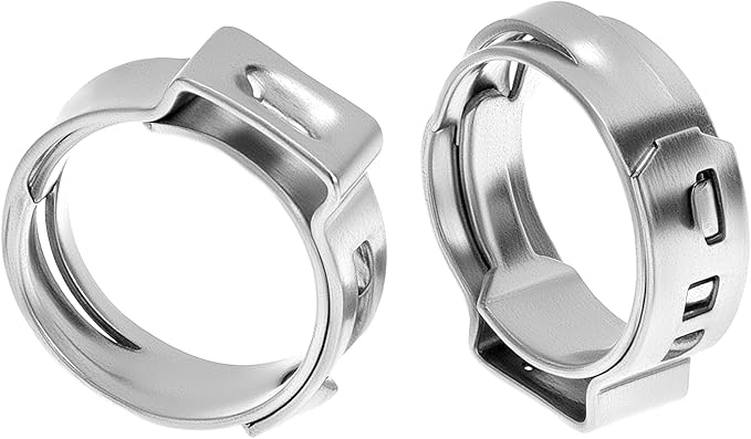 QWORK 1/2" PEX Cinch Clamps Rings, 120 Pcs 304 Stainless Steel Ear Hose Clamps for 1/2 Inch PEX Pipe, Pinch Clamps, Liquid & Air-Tight Seal, Ideal for Hoses & Fuel Lines