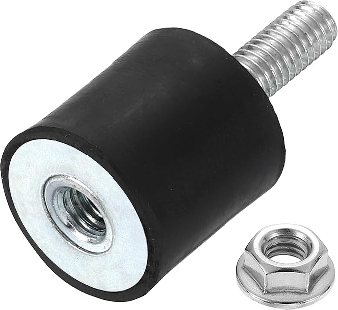 uxcell M6 Rubber Mounts, 1Pcs 20x20mm(DxH) Rubber Cylindrical Anti Vibration Isolator Shock Absorber with Lock Nut for Car Bobbin Generator Air Compressors