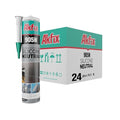 Akfix 905N Clear 100% Silicone Caulk for Construction and Building (24x10.5 fl.oz.) - Solvent-Free, Low Odor, UV & Water Resistant, Fast Curing, Non-sag, Flexible Silicone Sealant | Clear, 24 Pack