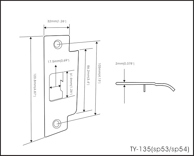 QCAA Steel Extended Lip Door Strike Plate, Latch D Hole, with Lip, 4-7/8" x 1-1/4", Nickel, 4 Pack, Made in Taiwan