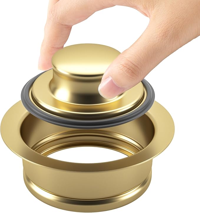 Kitchen Sink Garbage Disposal Flange and Sink Stopper,fit Stainless Steel 3-1/2 inch Standard Sink Drain Opening Kitchen Sink Replacement Accessories (Gold Bright)