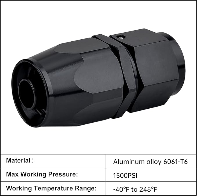 EVIL ENERGY 12AN Hose End Fitting Straight Swivel for CPE Braided Hose Black