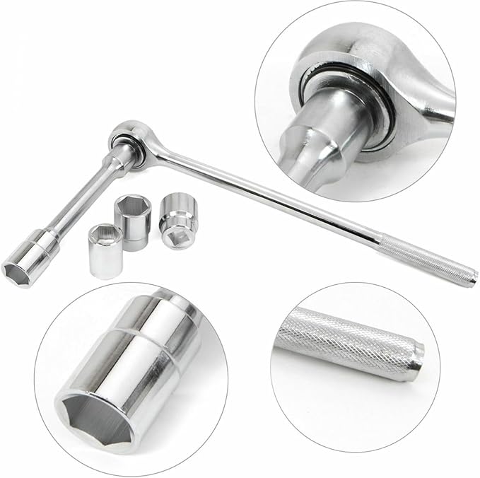 3/4 Inch Drive Socket Wrench Sets,21-Piece,Metric Size(19-50mm),6-Point,CR-V Steel Sockets with Adapters and Ratchet Handle,Flex-head breaker bar