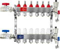 AB Radiant Heat Manifold, 6 Loop PEX Tubing Manifolds with Compatible Outlets, for Hydronic Radiant Floor Heating(1/2" connectors included)