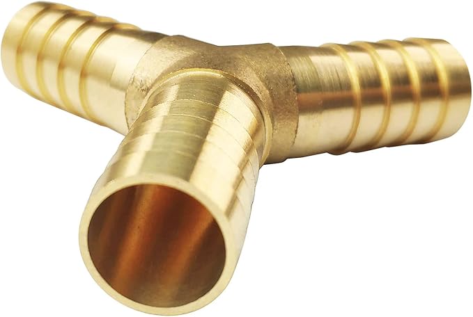 2PCs 3/4" Brass Hose Barb Fitting 3 Way Y Shape Barbed Splicer Mender Union Fitting with 6PCs Hose Clamp for Oil Water Air