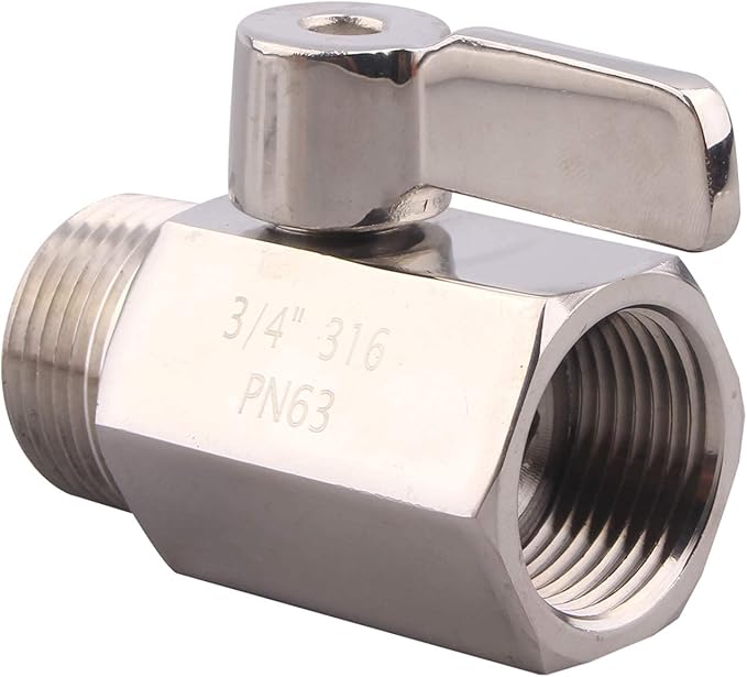 DERNORD 3/4 inch Stainless Mini Ball Valve NPT Female x Male Thread SUS316