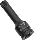 1/2-Inch Drive x M12(12mm） Impact XZN Triple Square Spline Bit Socket, Metric Lengthen Screwdriver Socket Adapter, 3-Inch Length, CR-MO Steel, One-Piece Construction, Black