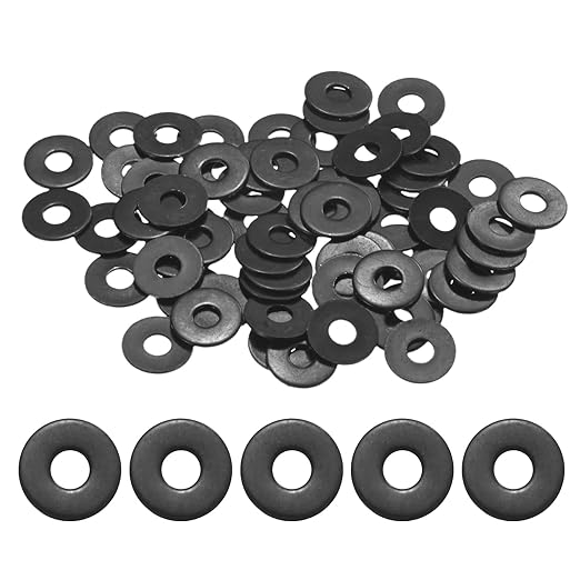 100-Pack M3.5 Flat Washers, Metric 11mm OD 0.8mm Thick 304 Stainless Steel Washers for Bolts Screws Nuts for Automotive/Machinery/Furniture, Flat Metal Washers [Black Galvanized]