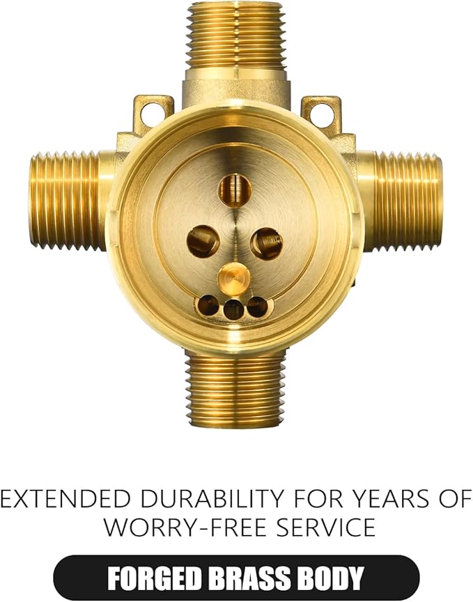 R11000 Rough-In Valve for D 3-Setting or 6-Setting Shower Diverter Faucet, Compatible With D 3 Way or 6 Way Trim Kits, Brass Construction