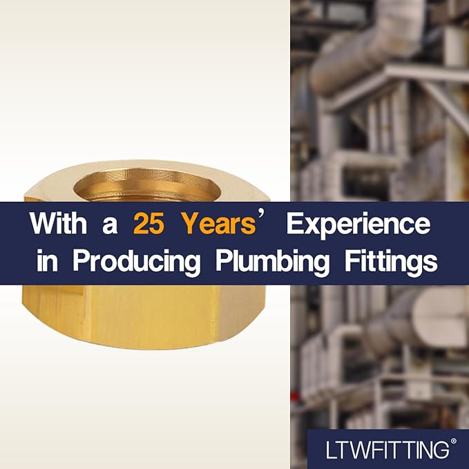 LTWFITTING 3/4-Inch Brass Compression Nut,Brass Compression Fitting(Pack of 10)