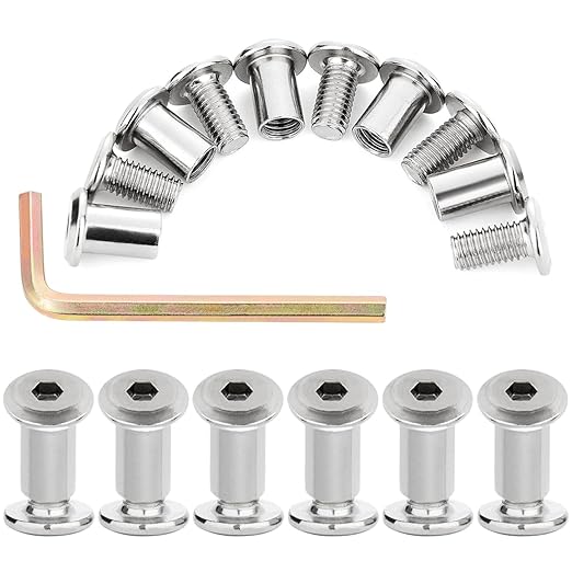 100 PCS Silver M8x15mm Furniture Bolts and Barrel Nuts - Ideal for Multiple Garden Planter Stands, Fence Picket Fixings & Patio Decor Connections (100, M8x15mm)