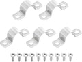 uxcell 5Pcs 22mm(7/8") Two Hole Rigid Pipe Strap, 304 Stainless Steel Conduit Clamp Thicken U Bracket Heavy Duty Pipe Clamp with Self-Tapping Screws for Fixing Tube Cable, Silver