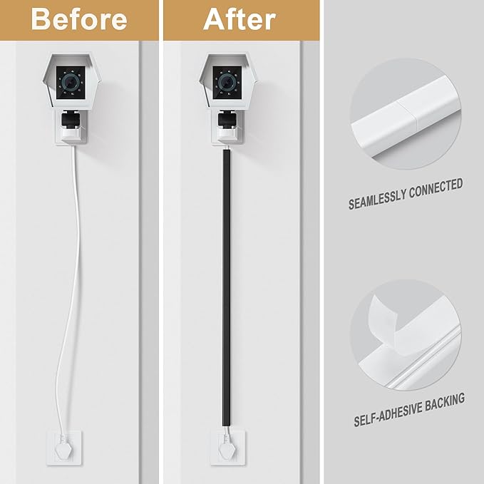 ZhiYo Cord Hider for One Wire, 102in Cable Hider Concealer, Paintable Wall Wire Covers, PVC Cable Management Raceway for A Thick Extension Cord, 6 x L17in W0.59 H0.4in, Black