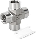 TAISHER 1PCS Forging of 316L Stainless Steel 4 Way Pipe Fittings, 1/4" x 1/4" x 1/4" x 1/4" NPT Female Pipe Fittings