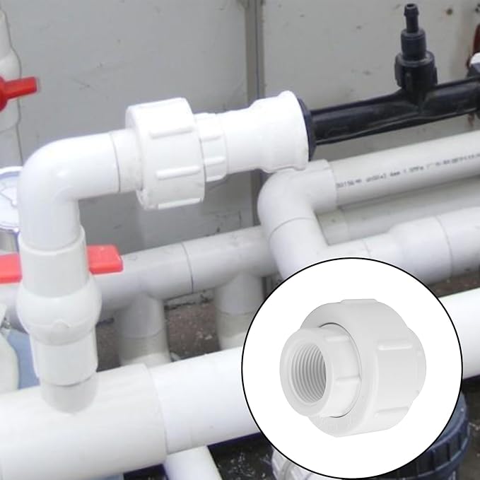6Pcs 3/4Inch Female Threaded PVC Union Coupling Pipe Fitting (F x F) 3/4'' PVC FNPT Female Union Coupling Adapter for Sprinkler Pipe, Irrigation, Plumbing, Schedule 40, EPDM O-Ring