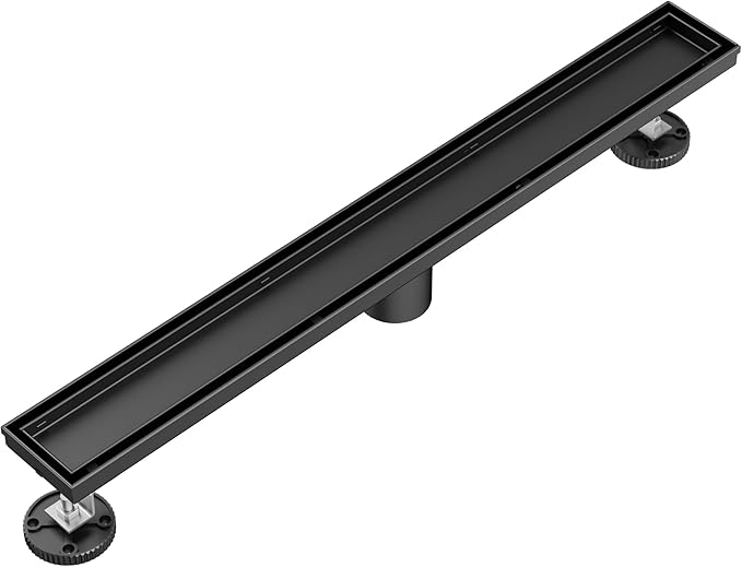 Neodrain 28 in Matte Black Linear Shower Drain- with 2-in-1 Flat & Tile Insert Cover, 304 Stainless Steel Rectangle Shower Floor Drain,Floor Shower Drain