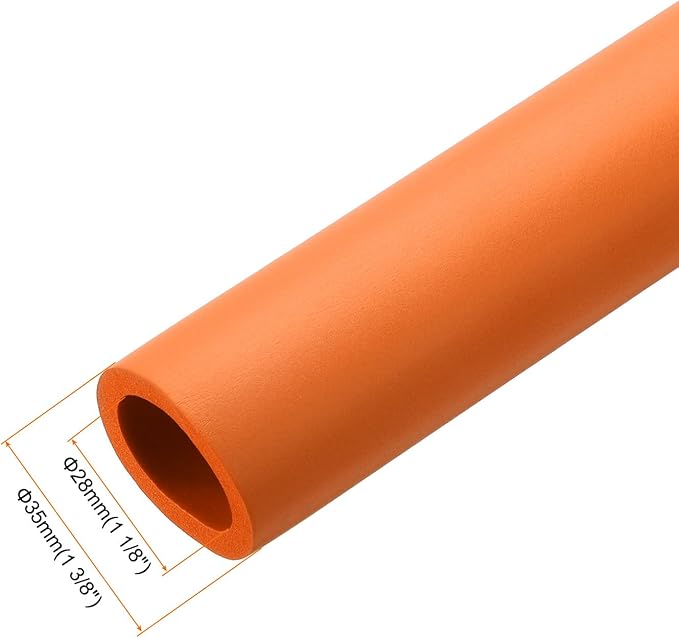 uxcell Foam Tubing for Handle Grip Support, Pipe Insulation Outside Pipe Lagging, 28mm(1 1/8") ID 35mm(1 3/8") OD 1m Orange
