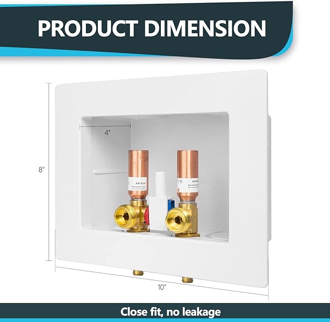 Washing Machine Outlet Box, Double Drains, Single Lever, 1/2 Inch Pex Crimp Inlet x 3/4 Inch MHT Outlet Connection, with Copper Water Hammer Arrestor(Pack of 5)(WM016-5Pack)