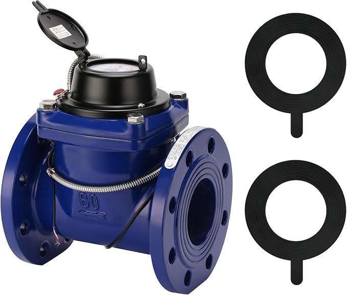 Watflow 3" WoltmannHelix Water Meter,Detachable Water Meter,Pulse Output, Epoxy-Coated Cast Iron,Resistant Seals（Cubic,Non-Potable Use）