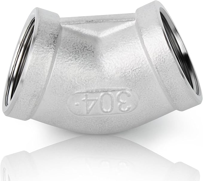 TAISHER 2PCS 304 Stainless Steel 45 Degree elbow,1 Inch NPT Female Pipe to 1 Inch NPT Female 304 Stainless Pipe Fitting